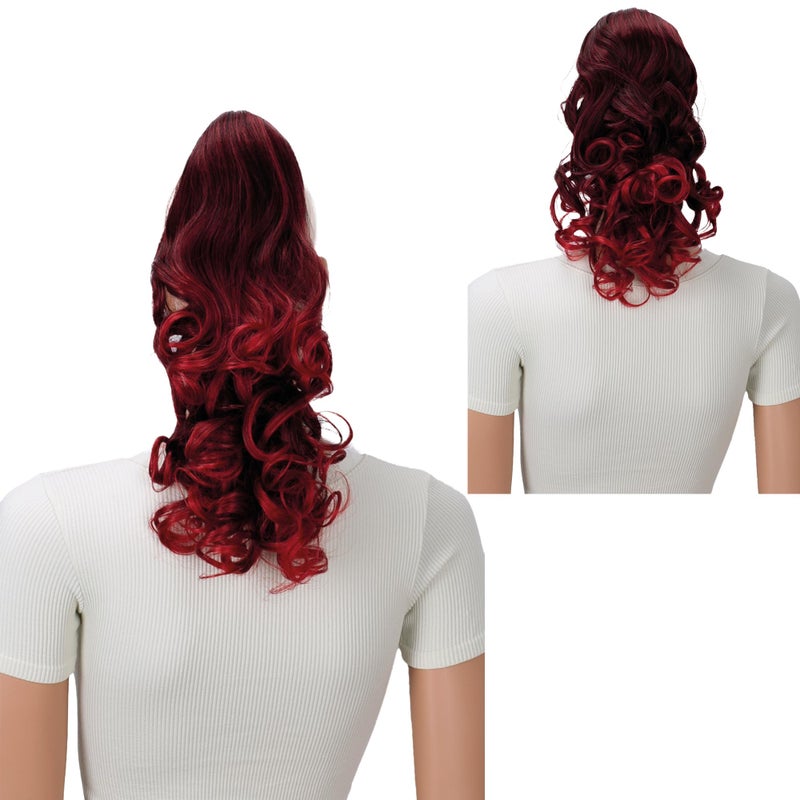 CAISHA 2 IN 1 Ponytail 12" Or 14" Hairpiece Clip On Extension Voluminous Wavy Red Mix H16-2 - Image 1